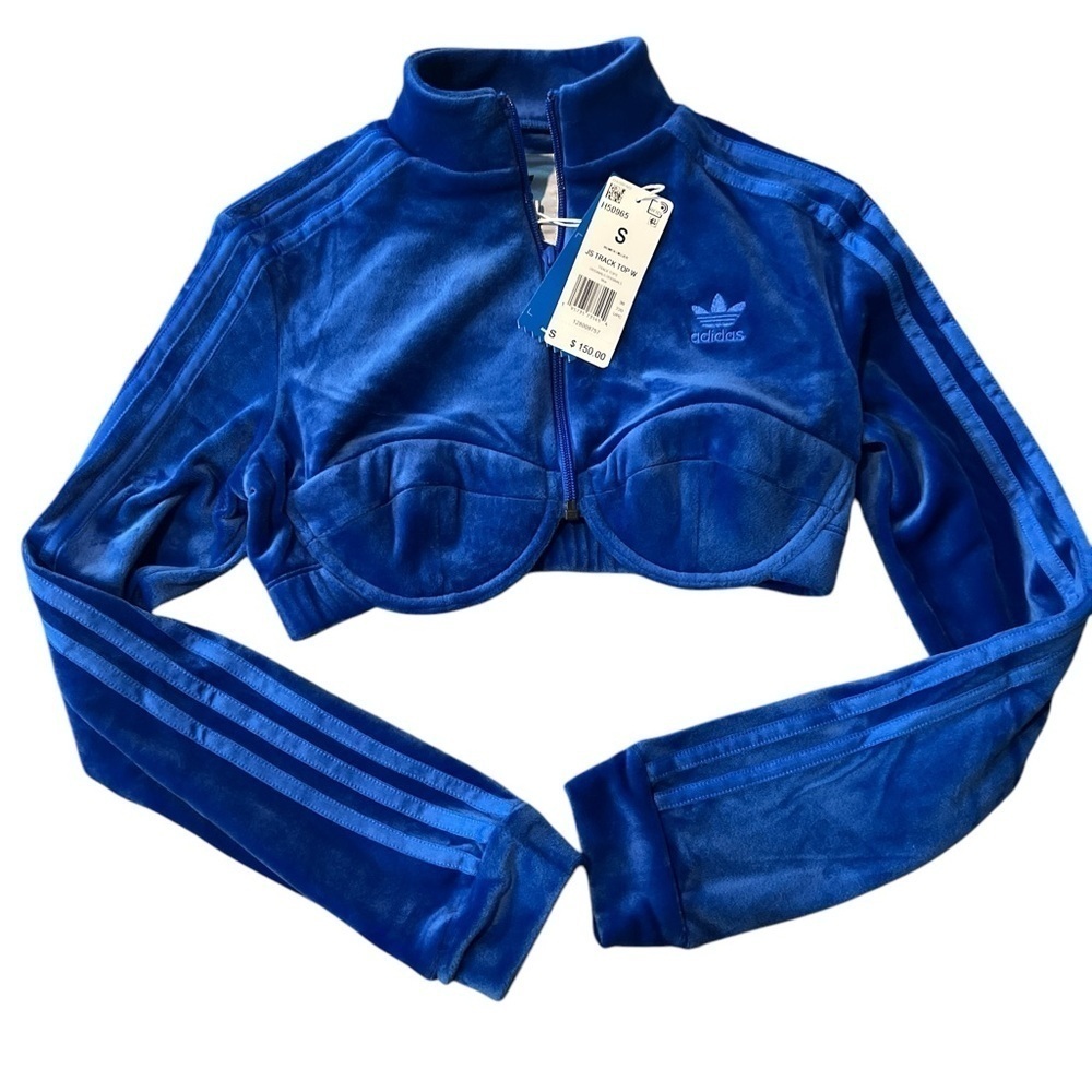 Jeremy Scott X Adidas Originals ‘DIP’ Collection Blue Velour Track Suit Top Nwt - Picture 12 of 15